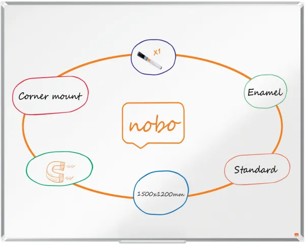 Nobo Premium Plus emaloitu valkotaulu 150x120cm valkoinen