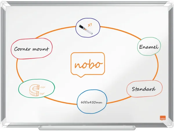 Nobo Premium Plus emaloitu valkotaulu 60x45cm valkoinen