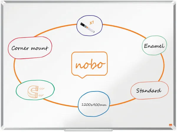 Nobo Premium Plus emaloitu magneettinen valkotaulu 120x90cm valkoinen