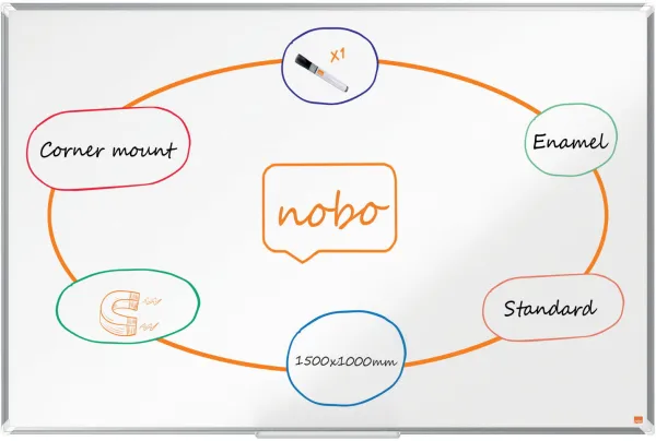 Nobo Premium Plus emaloitu valkotaulu 150x100cm valkoinen